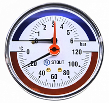 Термоманометр аксиальный в комплекте с автоматическим запорным клапаном Ду 80 мм 1/2"